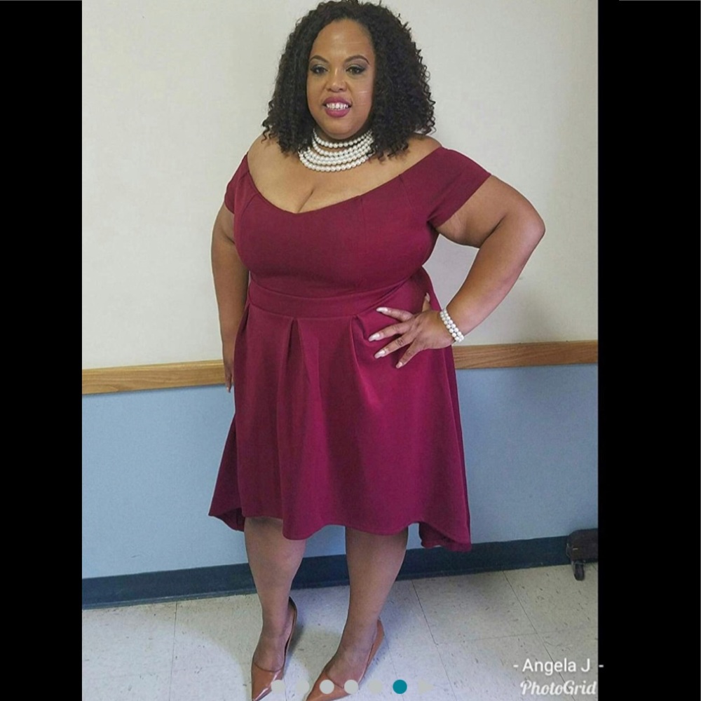 SOLD Burgundy Hi Low Cocktail Dress - Picture 4 of 10